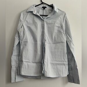Jacob Granny Square White Blue Box Pattern Long Sleeve Button Down Dress Shirt L